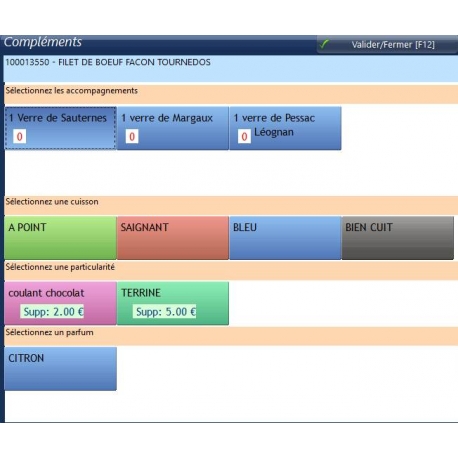 Gestion des accompagnements du logiciel de caisse DYNARESTO CS 