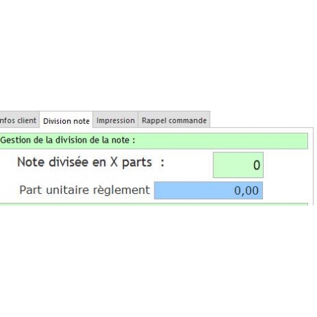 Divisio de notes avec le logiciel de caisse DYNARESTO CS 